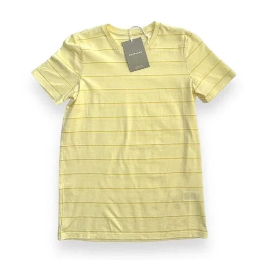 Everlane Yellow Striped Cotton Tee XS NWT Short Sleeve Crewneck